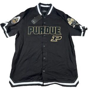 Pro Standard Mens Large Black Front Snap Purdue Boilermakers Baseball Jersey NWT
